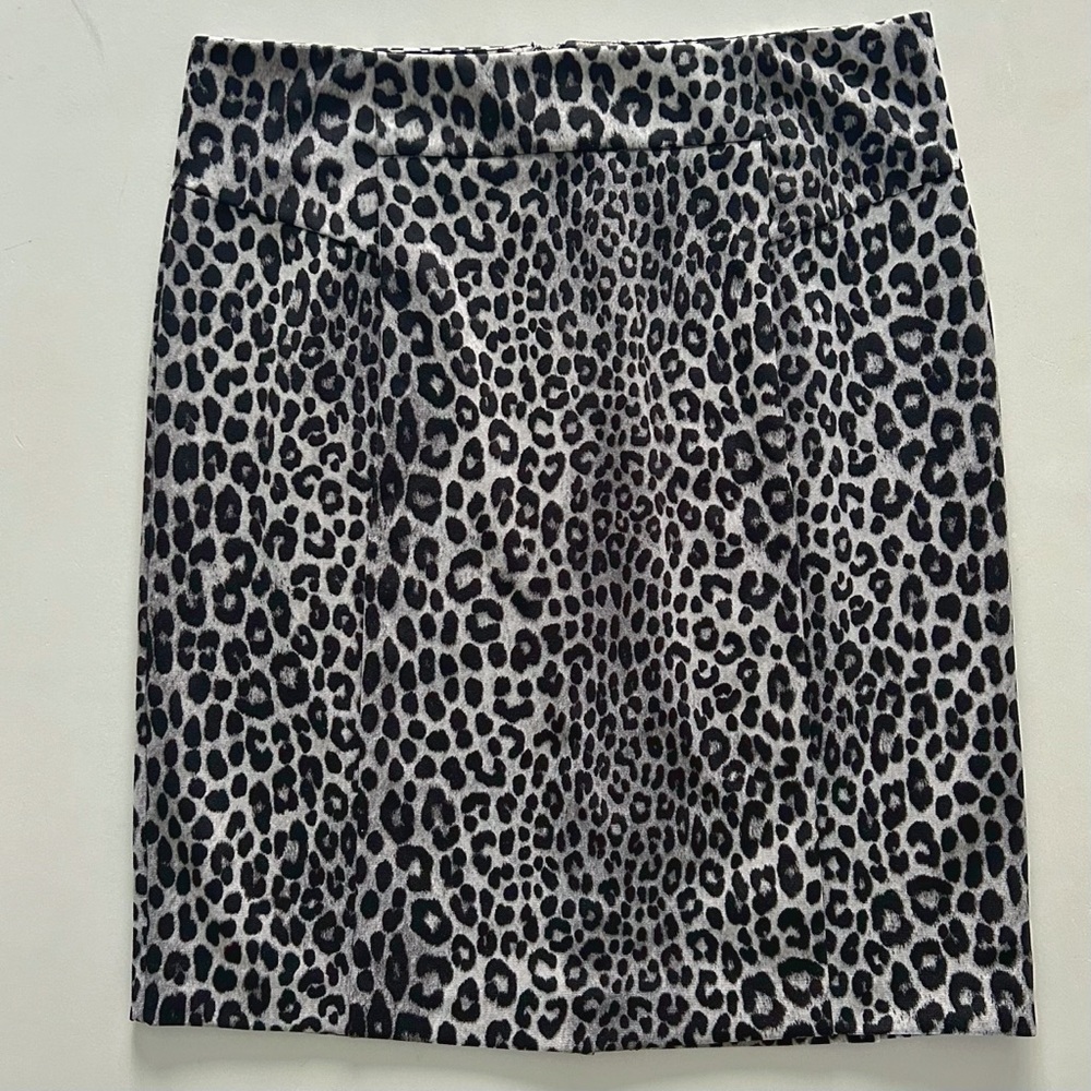Michael Kors Black Gray Leopard Pencil Skirt Chic Size M